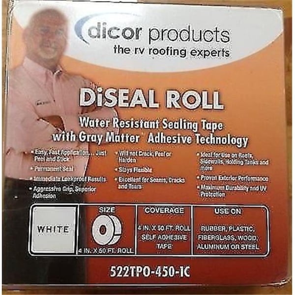 Dicor Corp DICOR CORP 522TPO4501 50 Ft. Diseal Tar Sealing Tape - White D6J-522TPO4501 - main